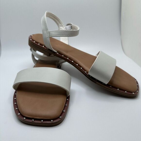 CUSHIONAIRE Women's one band sandal +Memory Foam 8 WHITE - Picture 6 of 7